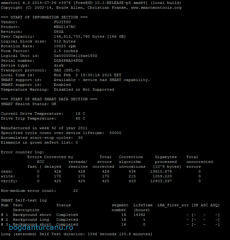 FreeBSD – Dell PERC 6i – S.M.A.R.T.