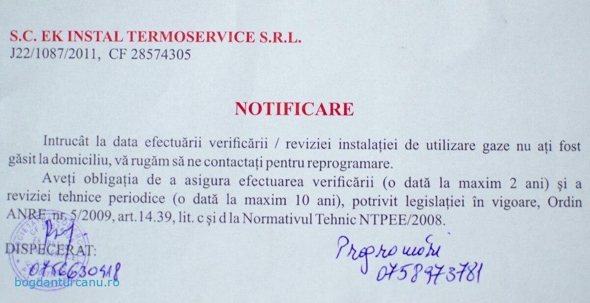 SC EK INSTAL TERMOSERVICE SRL IASI – Notificări pentru proști