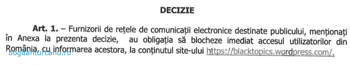 Guverul României mai blochează accesul la un site: blacktopics.wordpress.com