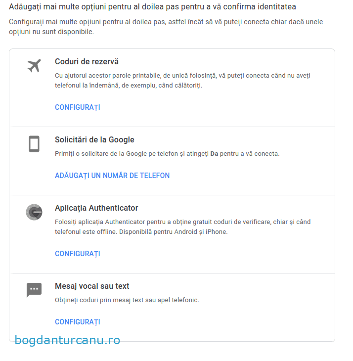 Autentificare 2FA Google