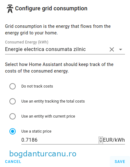 Home Assistant - Monitorizare consum energie electrică